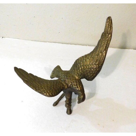 Brass Eagle on a Branch Sculpture Wings Spread 10.5" - Picture 3 of 8